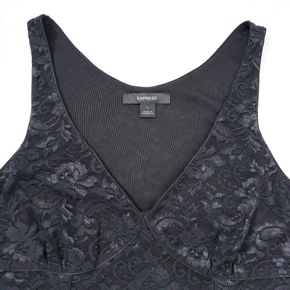 Lace Tank Top Corset Style Black Whimsigoth Dark Coquette Grunge Goth Feminine L - Picture 5 of 5